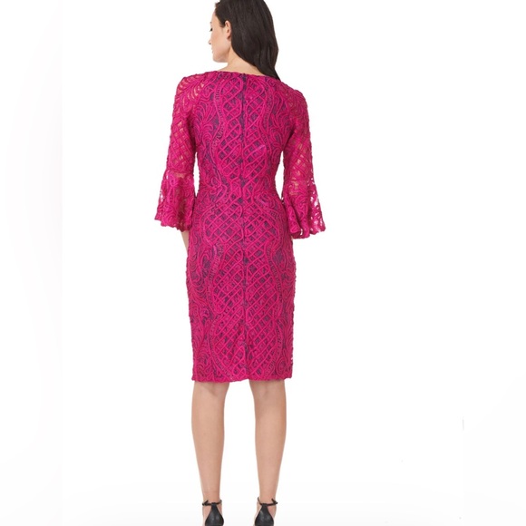 JS Collections - Bell Sleeve Cocktail Dress - Size 4 - Magenta - LIKE NEW - Picture 3 of 13